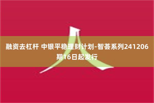 融资去杠杆 中银平稳理财计划-智荟系列241206期16日起发行