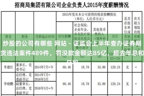 炒股的公司有哪些 网站－证监会上半年查办证券期货违法案件489件，罚没款金额达85亿，超去年总和