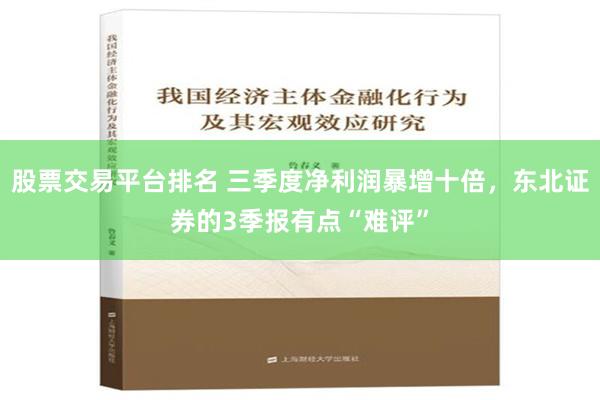 股票交易平台排名 三季度净利润暴增十倍，东北证券的3季报有点“难评”